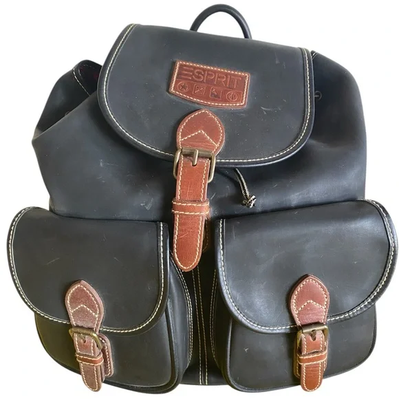 Esprit Black and Brown Leather Backpack Esprit BackPack – Janet main image 4